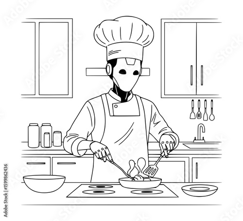 AI Chef Cooking in Kitchen