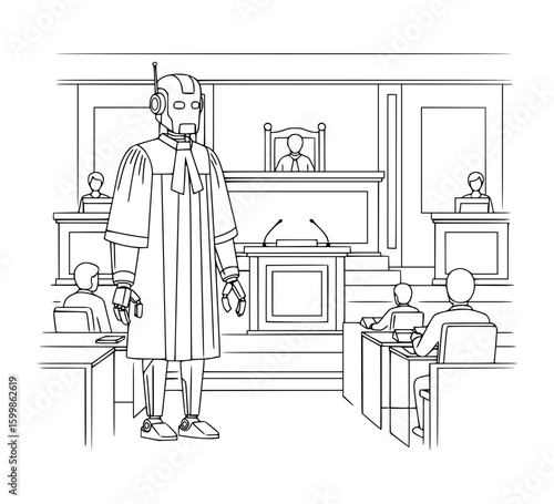 Robot Lawyer in Courtroom