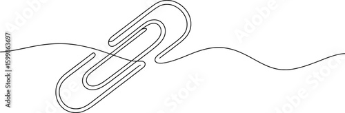Black paperclip on white background office stationery