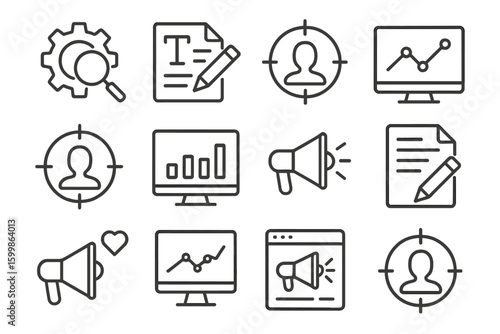 Contour digital symbol line icon outline prompt marketing vector minimal icons stroke