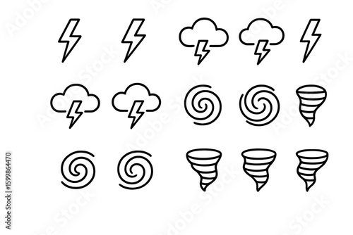 Grid set icons vector stroke icon prompt storm collection symbol contour outline