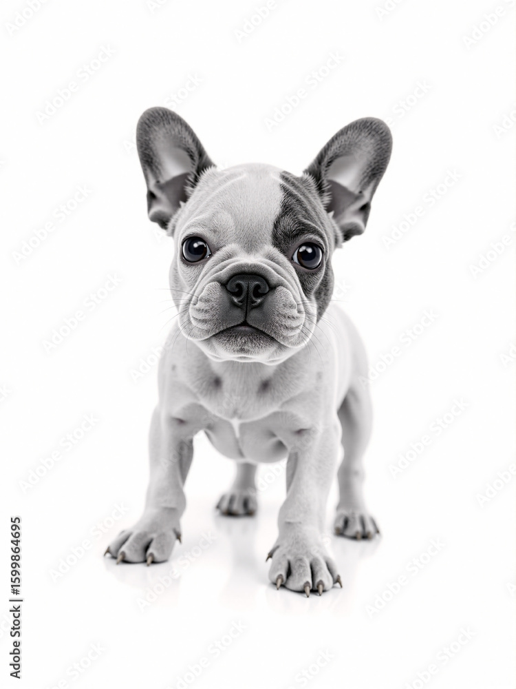 Fototapeta premium a black and white photograph of a French Bulldog puppy