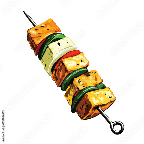 Paneer Tikka cottage cheese marinated skewer indian tandoor kebab