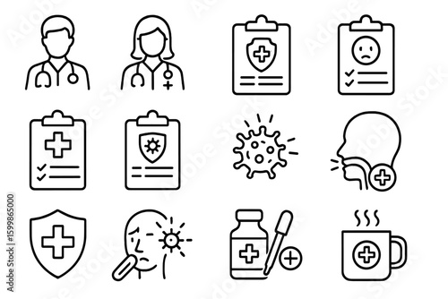 Minimal prompt icons line contour collection icon symbol outline vector immunity health