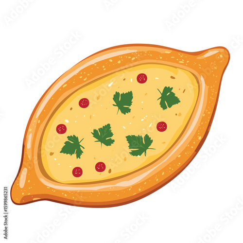 Cheese herb Pide turkish flat bread vegetarian street food