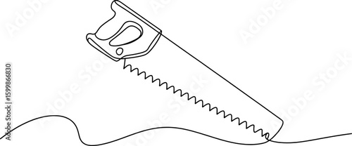 Hand saw with serrated edge and wooden handle tool woodworking