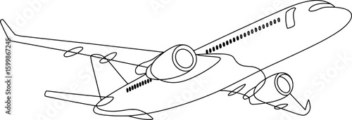 Jetliner aircraft in flight with engines and windows airplane travel