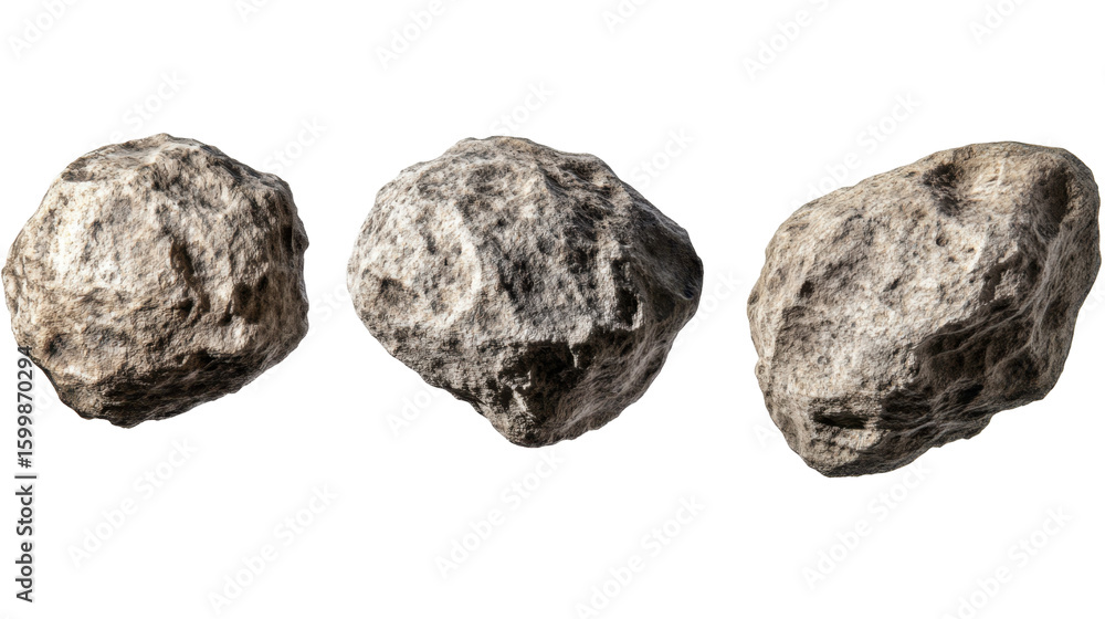Fototapeta premium Natural Rock Formation of Three Asteroids with Detailed Texture and Surface Features