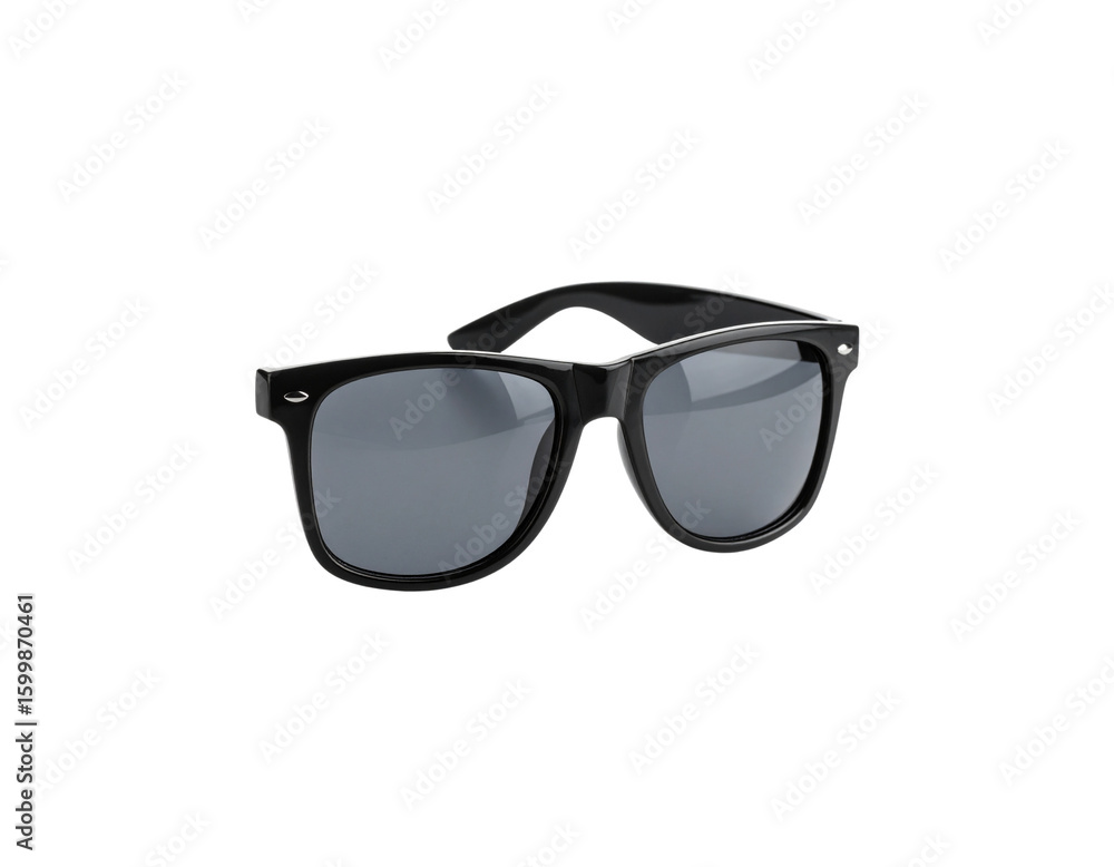 Black fashion sunglasses, dark lenses on a white background Black fashion sunglasses, dark lenses on a white background