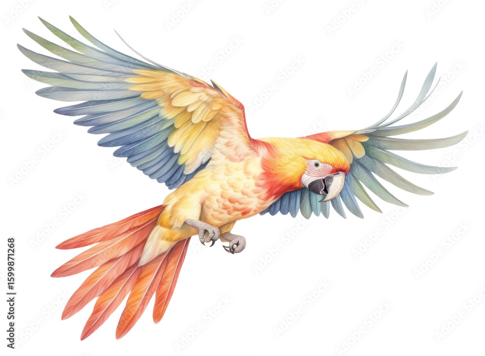 Obraz premium PNG Parrot flying illustration bird colorful.