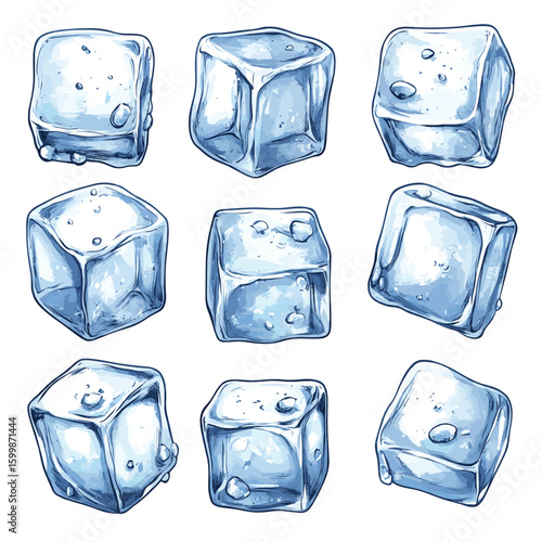 Ice cubes. Simple Vector illustration isolated on white background