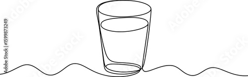 Tall glass with liquid and wavy base drink beverage