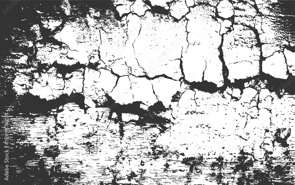 Naklejka premium Cracked distressed grunge texture background black and white abstract