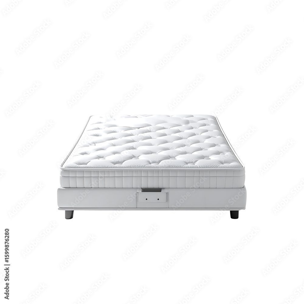 Comfortable white mattress product photography for sleep promotion on transparent background Comfortable white mattress product photography for sleep promotion on transparent background