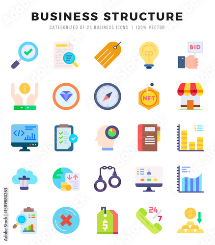Set of Business Structure icons. Vector Illustration.