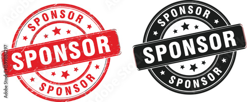Sponsor stamp vector graphic resource for marketing and advertising campaign material design