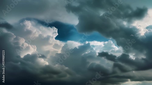 Massive stratocumulus cloud bank towering over an open landscape as a cold front advances, signaling a dramatic weather shift under muted sunlight and brooding skies