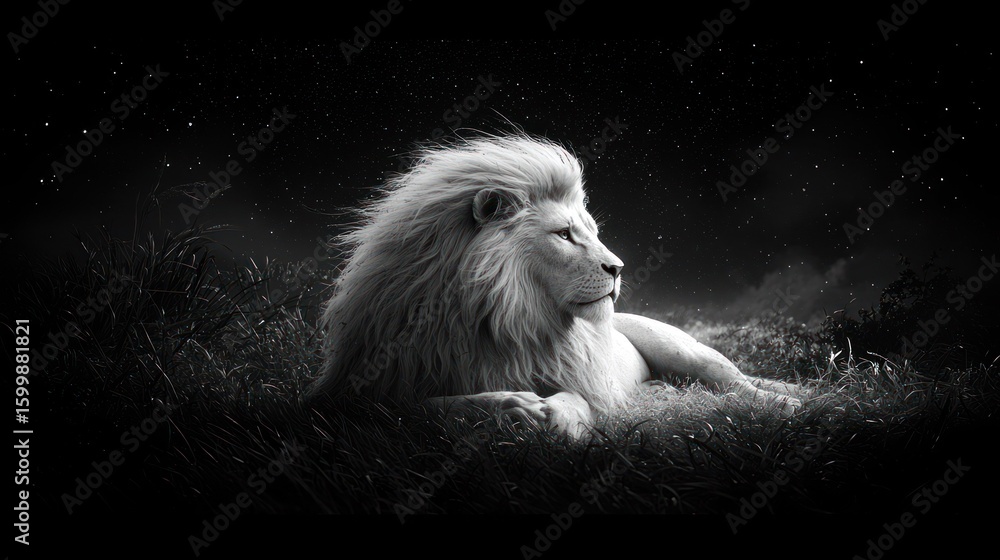 custom made wallpaper toronto digitalMajestic White Lion Under the Starry Night