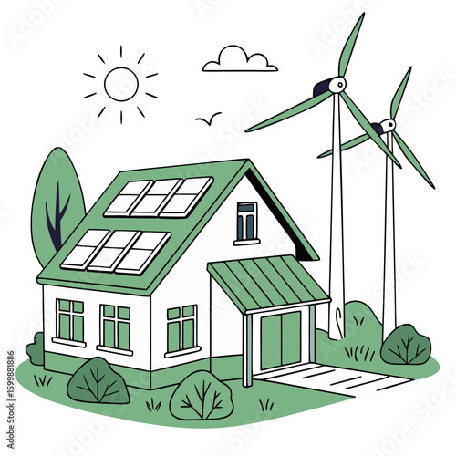 Full Vector Isolated Eco Home with Solar Energy Elements