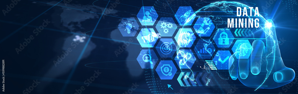 Fototapeta premium Data mining concept. Business, modern technology, internet and networking concept. 3d illustration