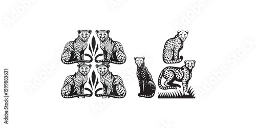 Print   cheetah bundle vector