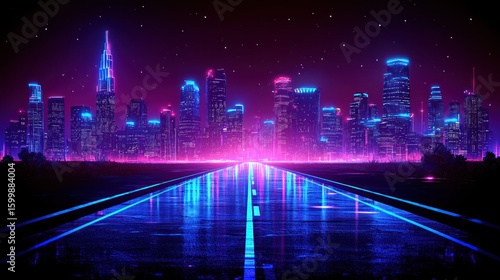 Neon Cityscape: A Retro-Futuristic Night Drive