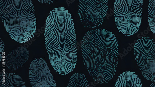  Fingerprint identification symbol background image. Set of fingerprint on black background.