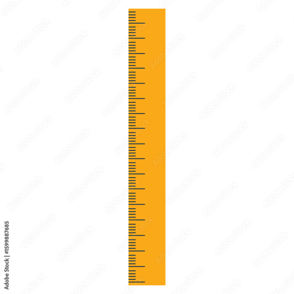 Orange ruler illustration standing upright, clean minimal design, ideal for measurement, school supplies, office stationery, creative projects, and educational materials. Orange ruler illustration standing upright, clean minimal design, ideal for measurement, school supplies, office stationery, creative projects, and educational materials.