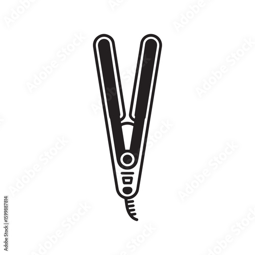 Open Hair Straightener Silhouette Icon for Beauty and Styling Products