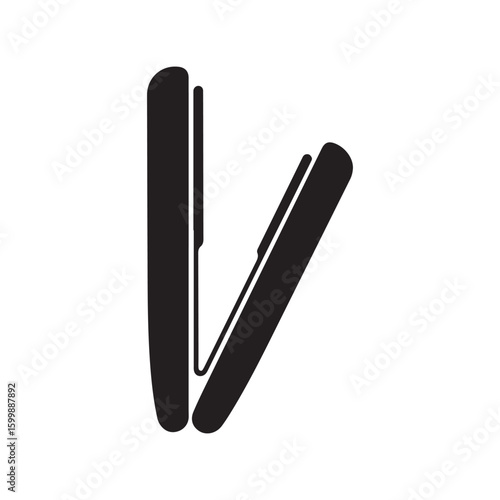 Open Hair Straightener Silhouette Icon for Beauty and Styling Products