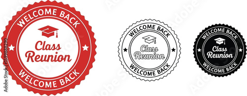 Find your class reunion welcome back badge vector template for school and university events