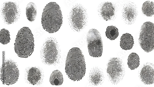  Fingerprint identification symbol background image. Set of fingerprint on white background.