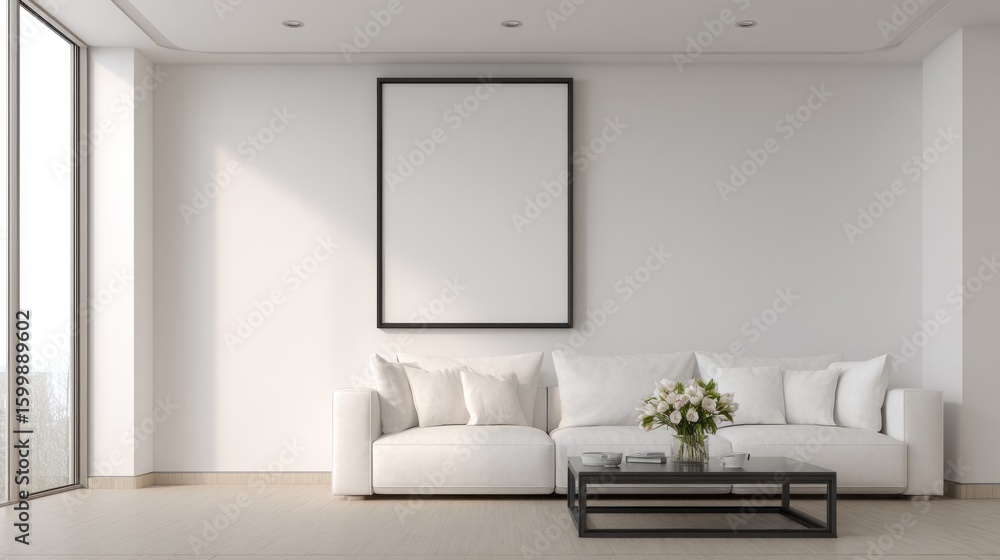 Fototapeta premium Modern, minimalist living room (9)