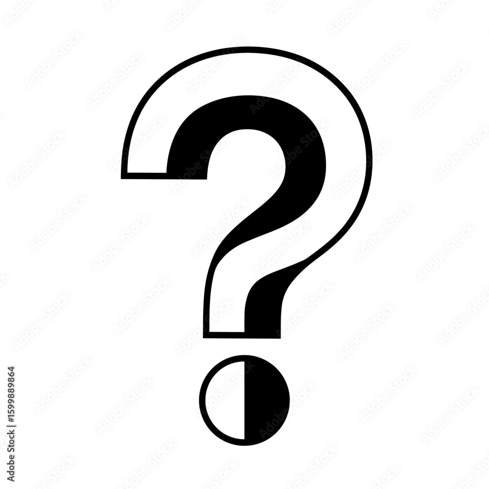 Black and white question mark symbol on plain background Black and white question mark symbol on plain background