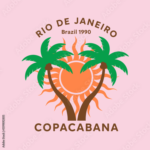 Copacabana beach art. Tropical vibes t shirt artwork. Wave palm tree artwork. Amazing brasil. Rio de janeiro. Summer vibes artwork. Rio summer dreams. Tropical paradise.