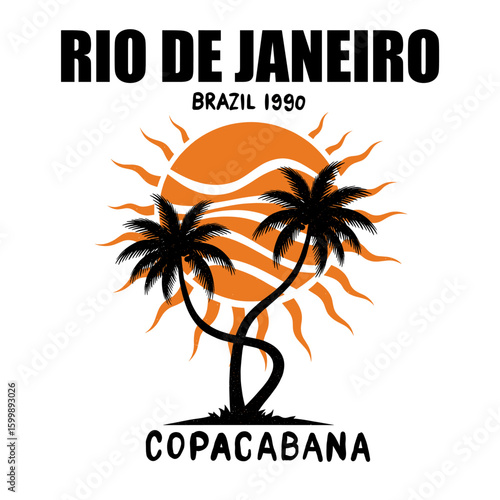 Palm tree artwork. Copacabana beach art. Tropical vibes t shirt artwork. Rio de janeiro. Summer vibes artwork. Amazing brasil. Tropical paradise.