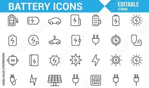 Photography Collection of power, charge, and battery symbols for digital and print media