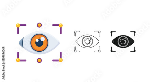 Eye scan identification security iris recognition retina scan biometric access control system concept design vector
