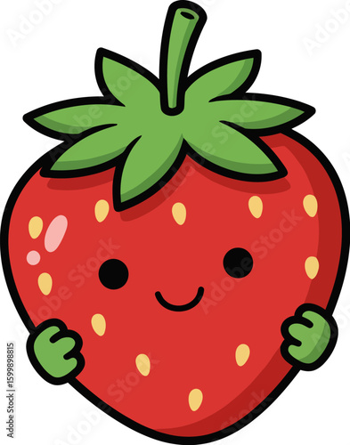 Cute strawberry drawing vector illustration for kids and children design and learning resources vector