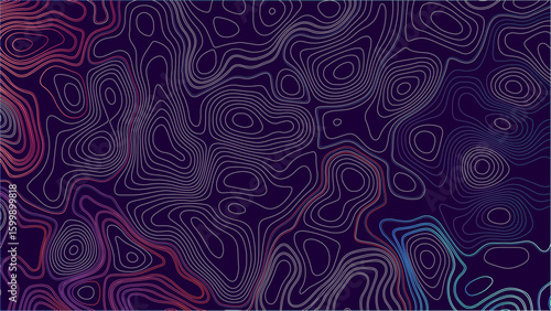 Topographic line contour geographic grid map background vector illustration. Generated conceptual elevation map.
