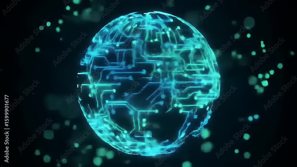 custom made wallpaper toronto digitalA glowing digital globe with circuit patterns, representing global connectivity and technology