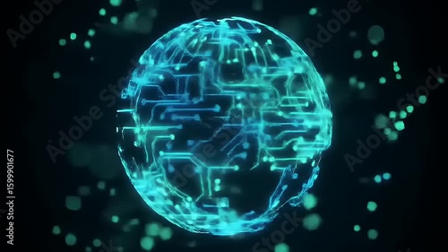 Wallpaper Mural A glowing digital globe with circuit patterns, representing global connectivity and technology Torontodigital.ca