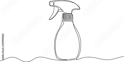 Black line drawing of a spray bottle cleaning liquid