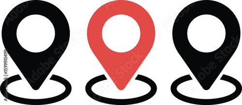 Location icon set map pin place marker location pin pointer icon symbol in flat style

