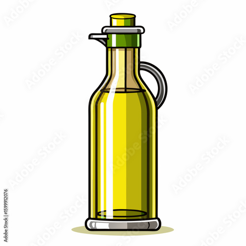 Long olive oil dispenser bottle on white background 