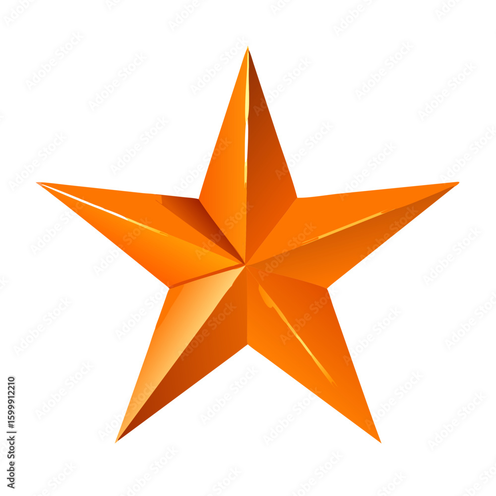 Fototapeta premium 3d orange metal star isolated 