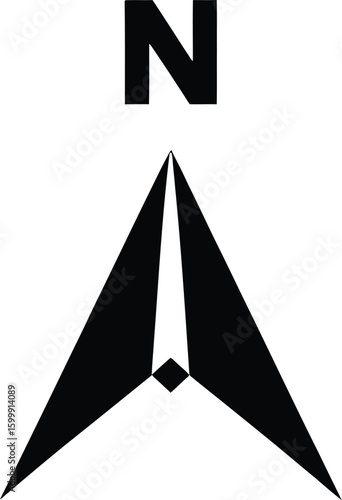 N north compass, map icon arrow, north logo direction orientation
