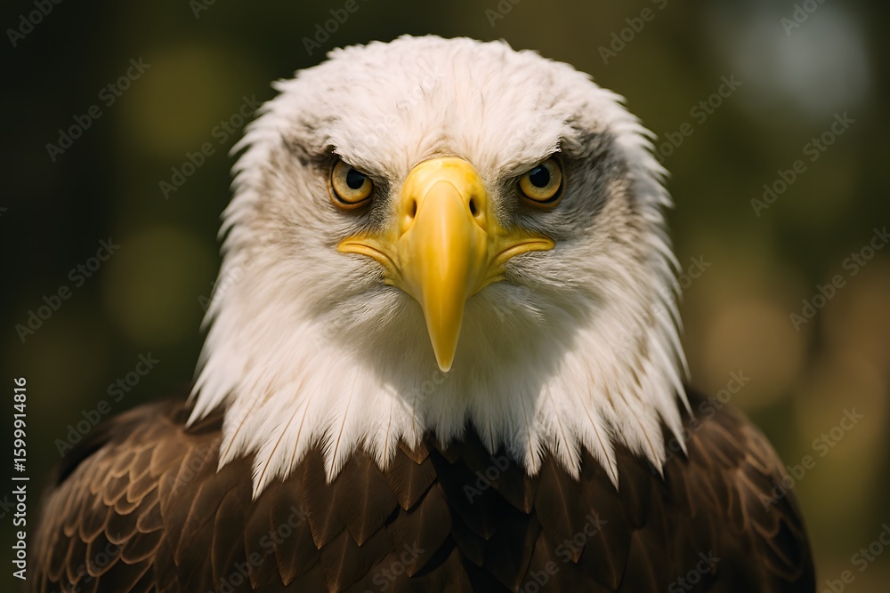 White Bald Eagle Close-Up with Intense Gaze White Bald Eagle Close-Up with Intense Gaze