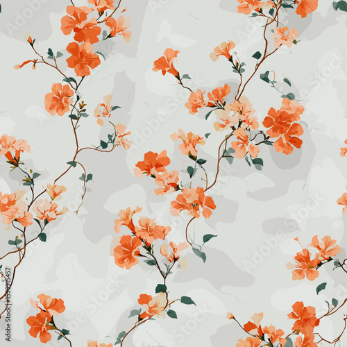 Trumpet Creeper Floral Pattern – Elegant Watercolor Style Summer Vine Blossom