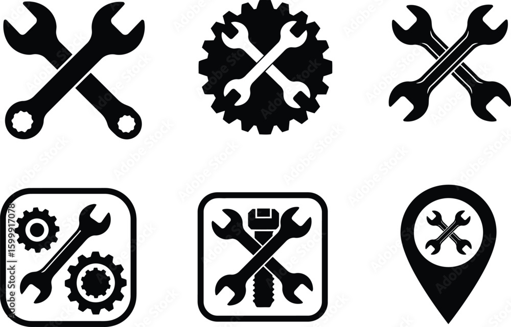 Obraz premium Mechanical Tools & Repair Icon Set